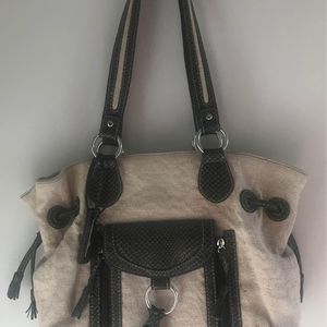 Stone Mountain Medium Sized Purse Brown Beige Lots Of Pockets 14x10 Inches